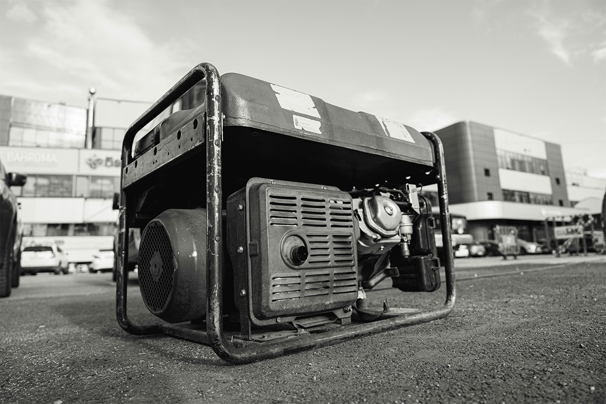 generator filmed outside in black and white