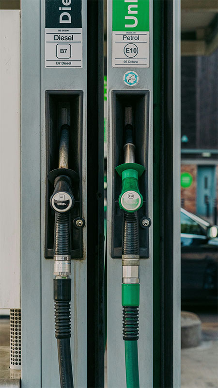 Fuel pumps dispensing diesel and petrol