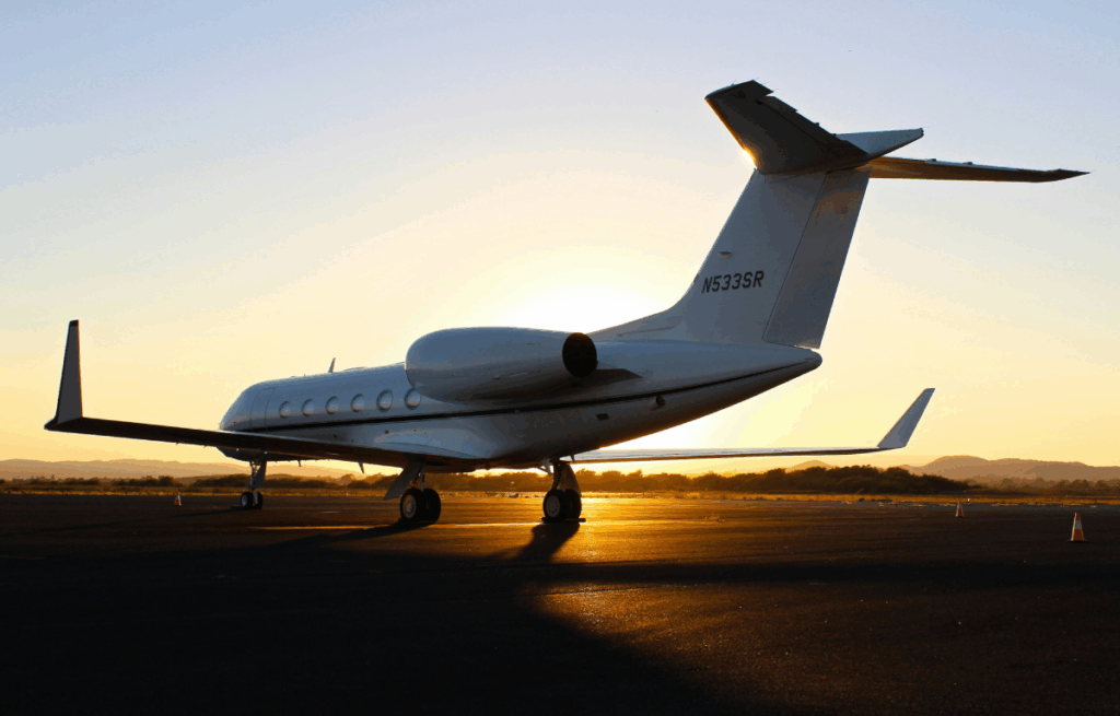 Jet parked on runway