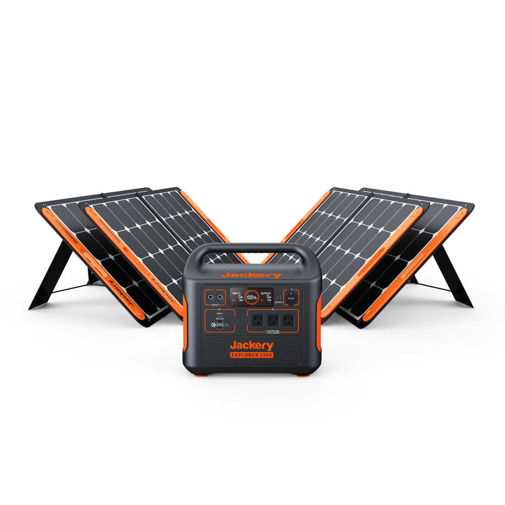 Portable Jackery solar generator with foldable solar panels