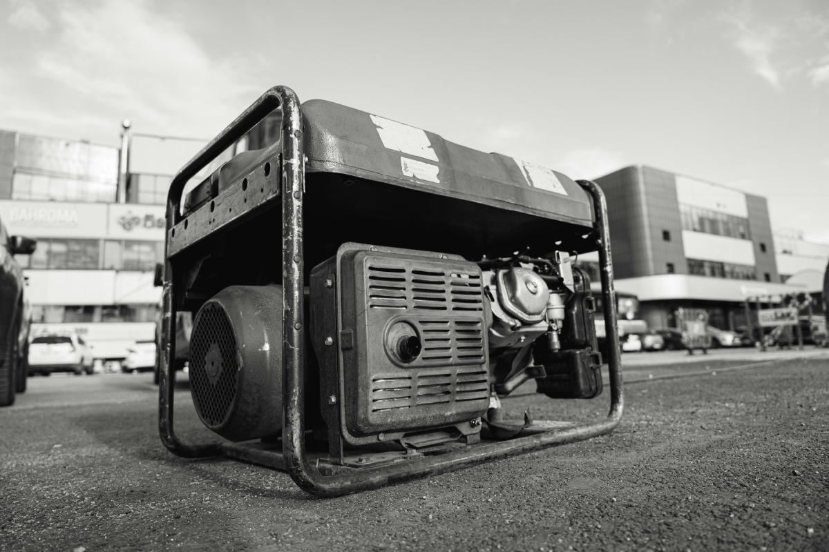 Diesel generator in a black and white picture