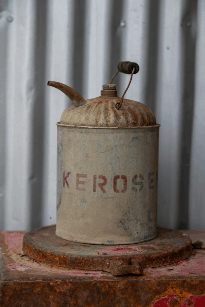 Small kettle with “kerosene”label on it