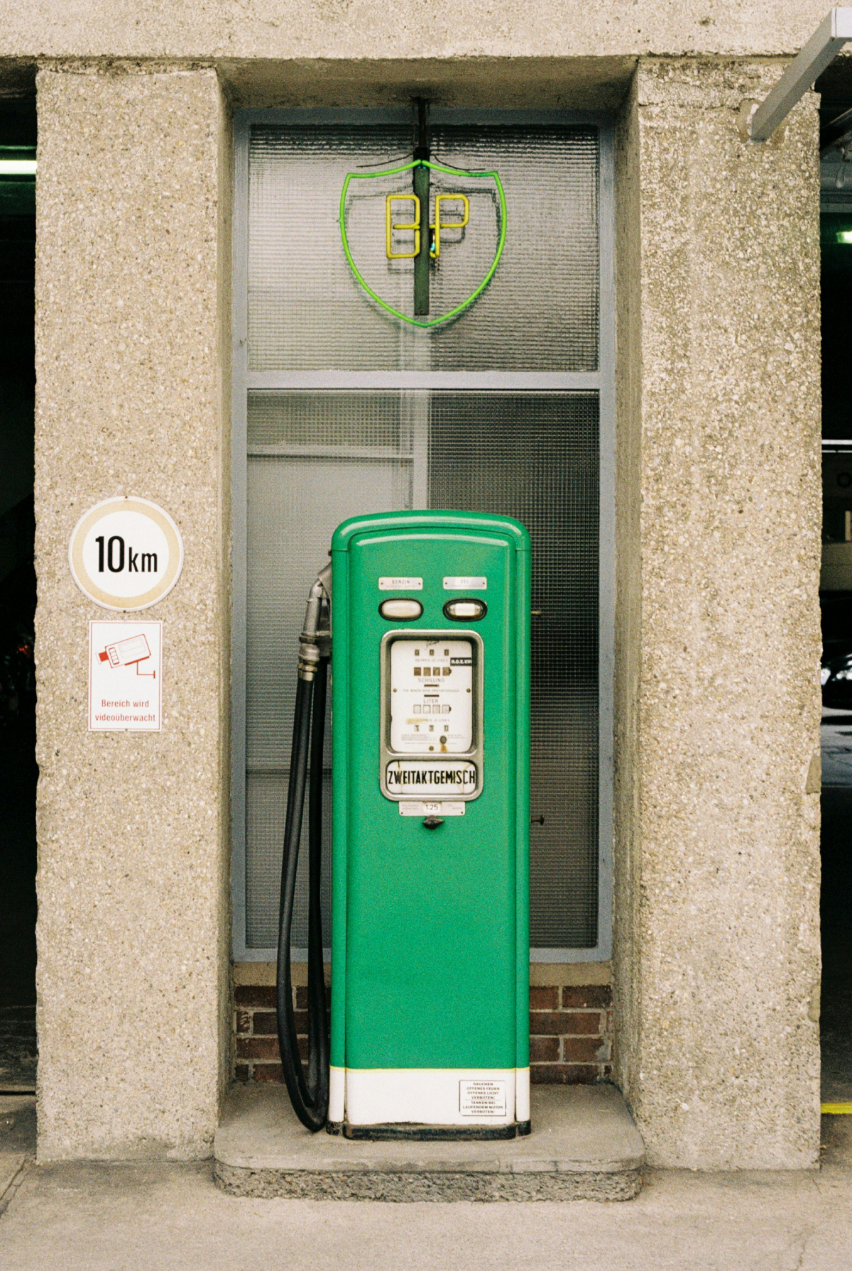 Green fuel dispenser in an enclosure