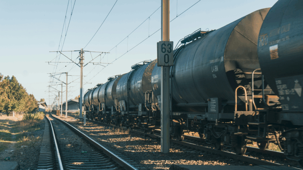 trains carrying barrels of fuel