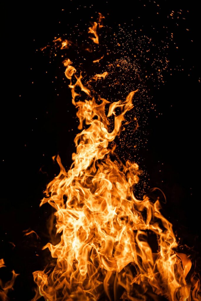 Fire burning in a dark background