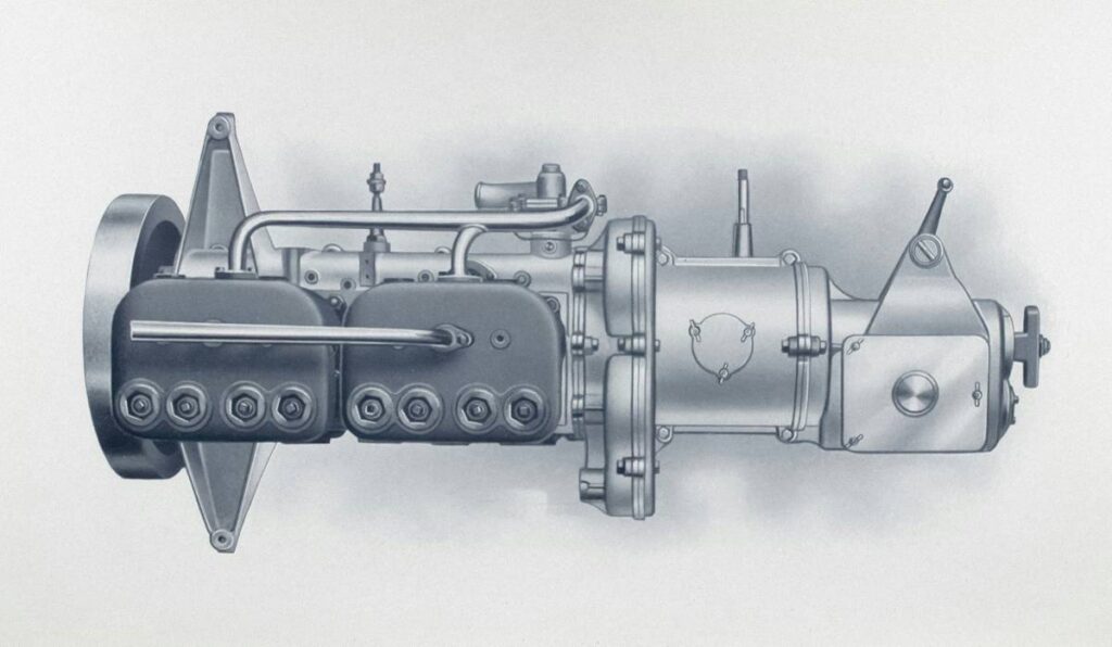 Vintage engine hand-drawn diagram