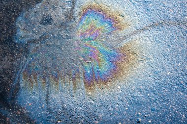 Oil spill on asphalt